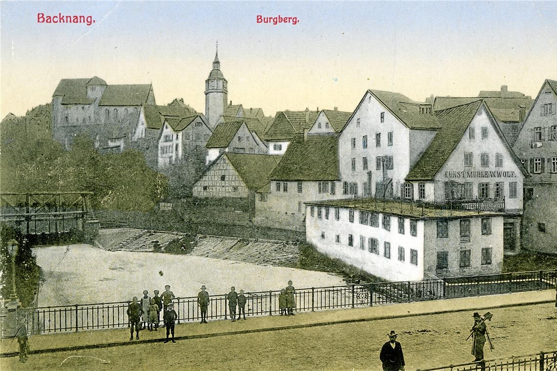Mühlenbesitzer Wolf verklagt die Stadt Ansichtskarte mit der Wolf’schen Mühle an der Sulzbacher Brücke um 1900. Repros: P. Wolf