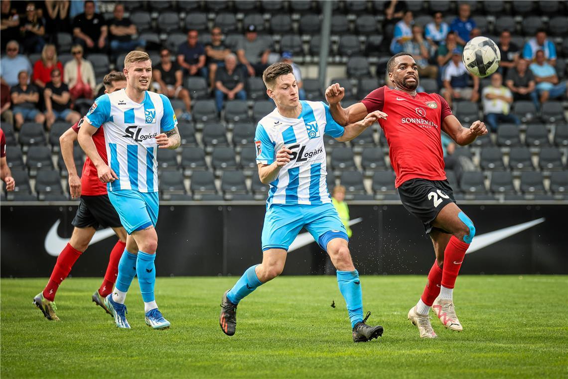 Anthony Mbem-Som Nyamsi hat beim 3:0-Auswärtssieg der SG Sonnenhof Großaspach in Denzlingen das erste und das dritte Tor erzielt.Archivfoto: Alexander Becher