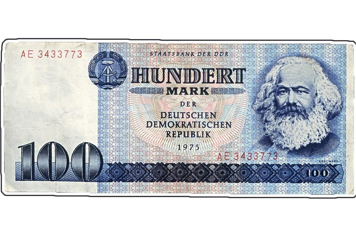 Antikapitalist auf Geldschein: 100-Mark-Banknote der DDR.