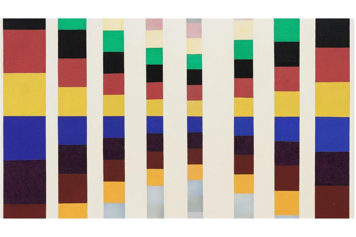 Mit Anton Stankowskis wehenden Farbfahnen ins Kunst-Glück Anton Stankowski, Quadratsäulen gespiegelt, 1977 (Ausschnitt)