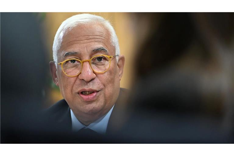 António Costa, Präsident des Europäischen Rates, spricht sich für die weitere Unterstützung der Ukraine aus.