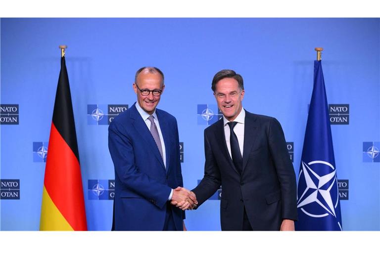 Antrittsbesuch: Friedrich Merz (l.) und Nato-Generalsekretär Mark Rutte.