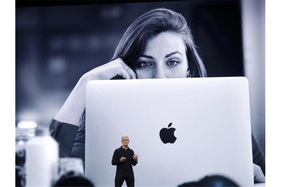 Apple-CEO Tim Cook Anfang Juni dieses Jahres auf der Apple-Entwicklerkonferenz WWDC. Foto: Jeff Chiu/AP