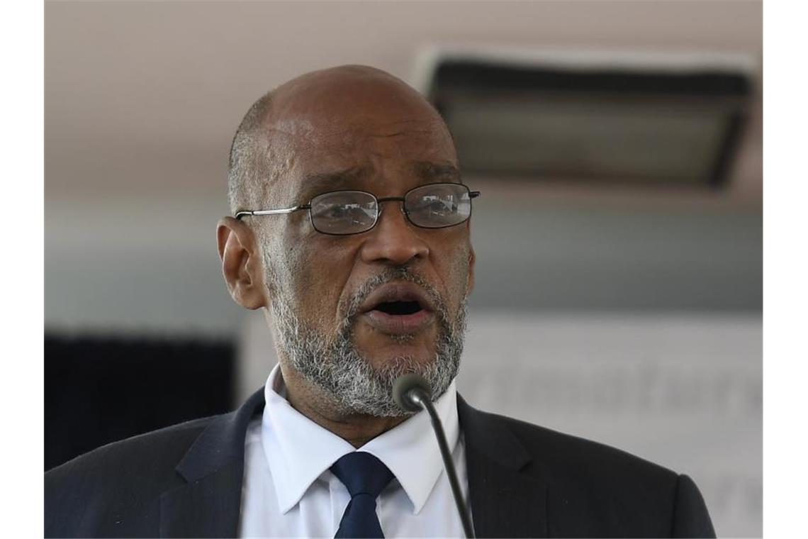 Neue Regierung in Haiti vereidigt Ariel Henry spricht während seiner Ernennung zum neuen Premierminister Wochen nach der Ermordung von Präsident Moise. Foto: Matias Delacroix/AP/dpa