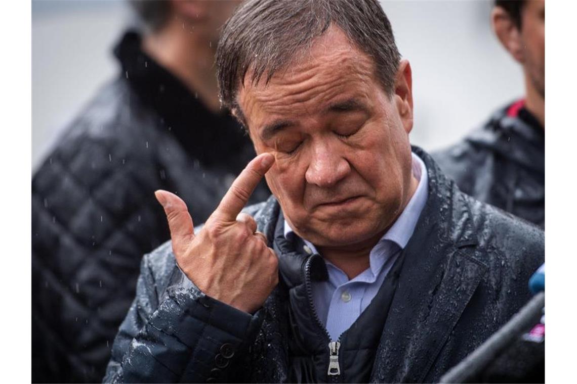 Armin Laschet am Dienstag bei einem Besuch in Stolberg in Nordrhein-Westfalen. Foto: Marius Becker/dpa