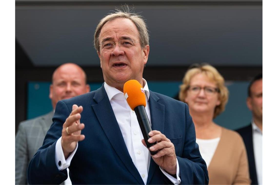 Noch drei Wochen: Laschet kommt zum Wahlkampf in Südwesten Armin Laschet, CDU-Kanzlerkandidat,spricht. Foto: Philipp Schulze/dpa