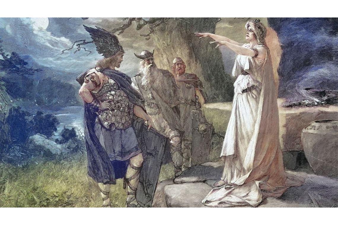 Arminius mit einer Seherin vor der Varusschlacht (um 1900).