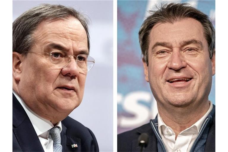Armin Laschet und Markus Söder - beide möchten für die Union ins Rennen ums Kanzleramt gehen. Foto: Michael Kappeler/dpa-Pool/dpa