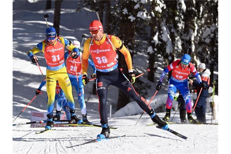 Arnd Peiffer lieft beim WM-Verfolgungsrennen auf den 20. Platz. Foto: Sven Hoppe/dpa