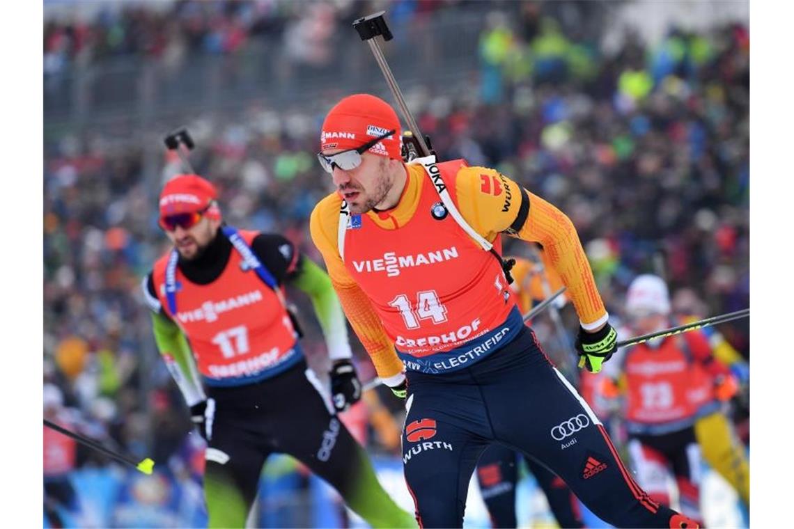 Arnd Peiffer und Co. werden in diesem Jahr vor leeren Rängen in Oberhof um Siege kämpfen. Foto: Martin Schutt/dpa-Zentralbild/dpa