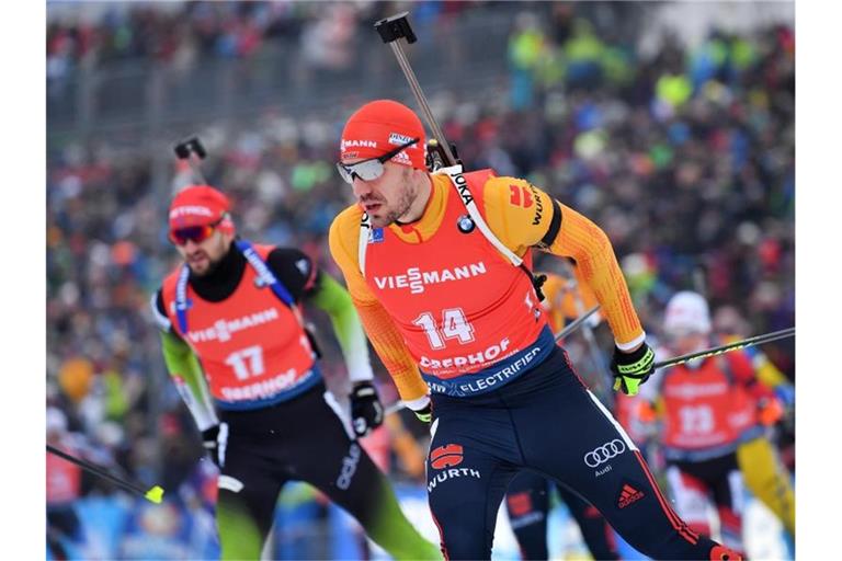 Arnd Peiffer und Co. werden in diesem Jahr vor leeren Rängen in Oberhof um Siege kämpfen. Foto: Martin Schutt/dpa-Zentralbild/dpa