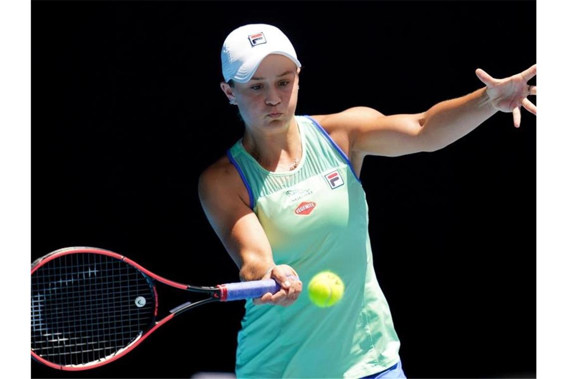Ashleigh Barty im Viertelfinalspiel gegen Petra Kvitova . Foto: Scott Barbour/AAP/dpa