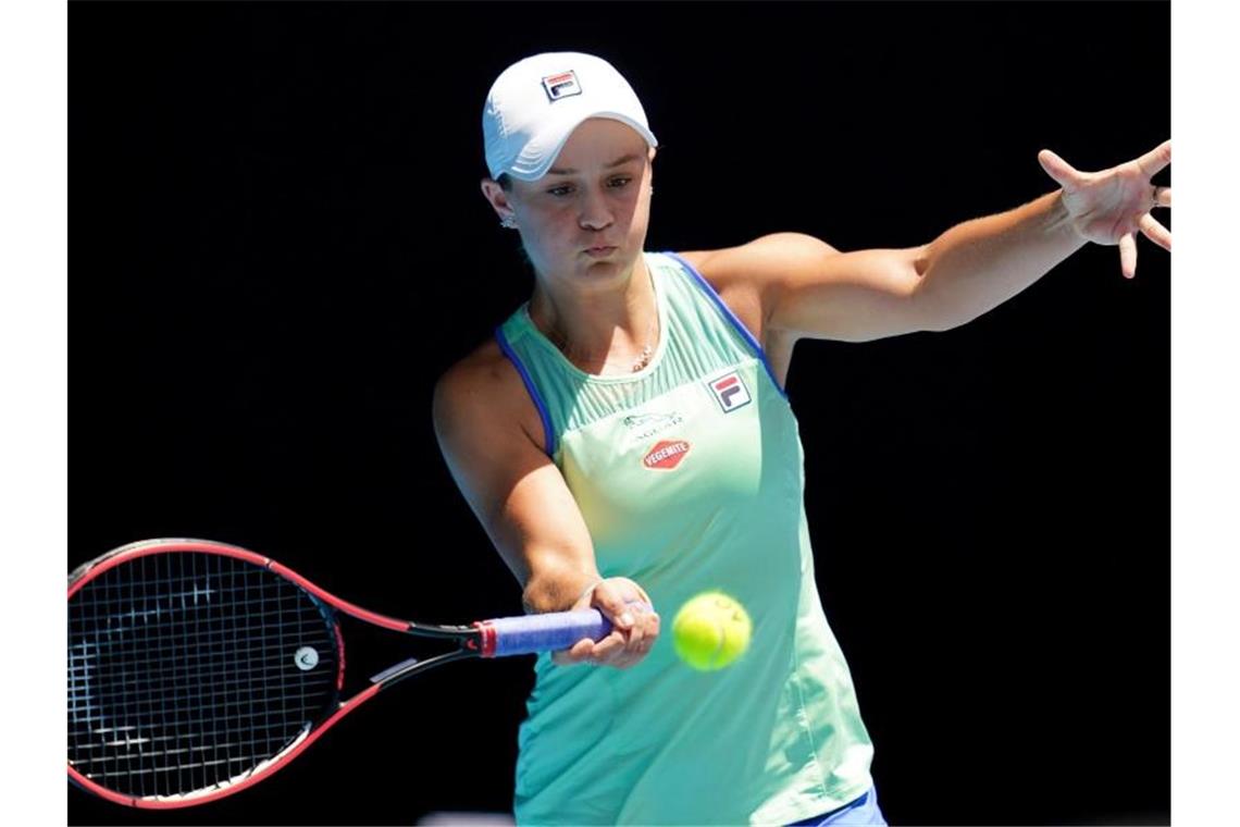 Barty und Kenin in Melbourne im Halbfinale - Aus für Struff Ashleigh Barty im Viertelfinalspiel gegen Petra Kvitova . Foto: Scott Barbour/AAP/dpa