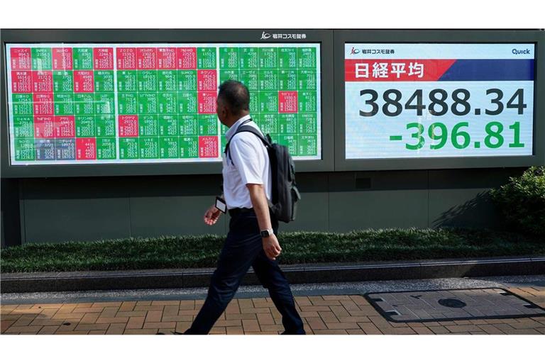 Asien eröffnete mehrere hunderte Punkte im Minus – in chinesischer Farbsymbolik grün markiert – und erholte sich dann.