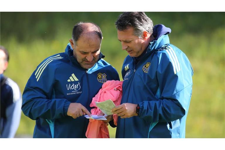 Auch beim 1. FC Saarbrücken arbeitete Alois Schwartz (re.) mit Dimitrios Moutas zusammen.