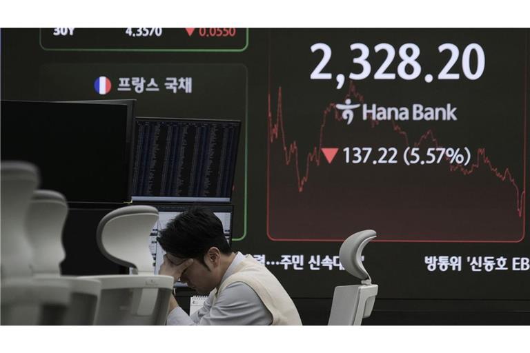 Auch der Korea Composite Stock Price Index (KOSPI) leidet nach den Zollankündigungen Trumps und der Reaktion aus China.