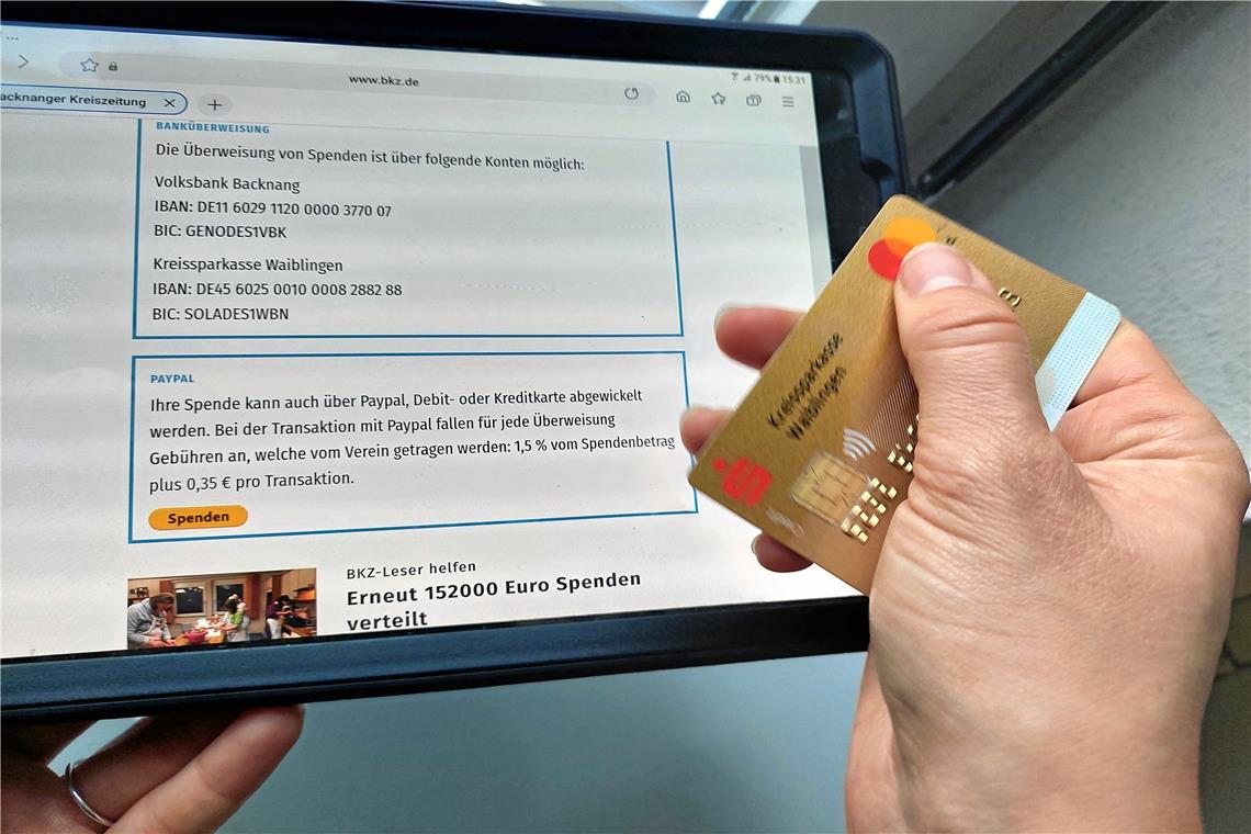BKZ Spendenaktion: Spenden geht jetzt auch online Auch die Spendenaktion geht mit der Zeit: Mit wenigen Klicks eine gute Tat getan. Foto: privat