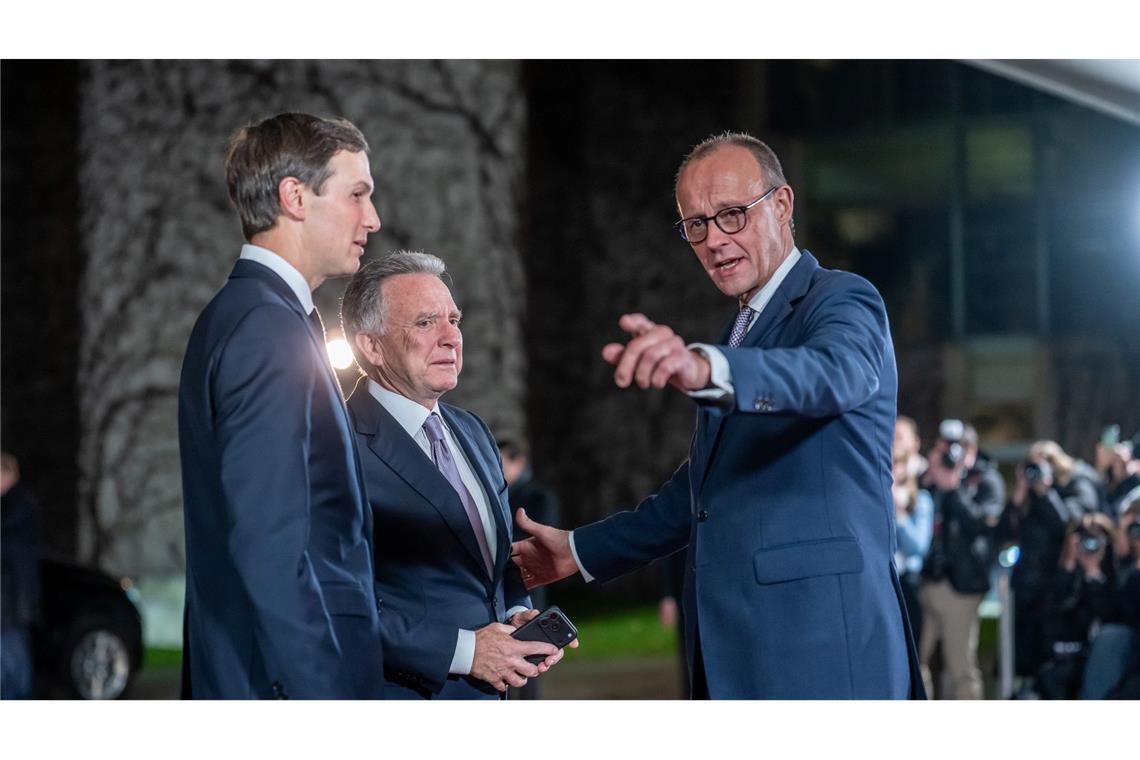 Auch Trumps Vertreter Kushner und Wittkoff waren beim Treffen mit Merz dabei.