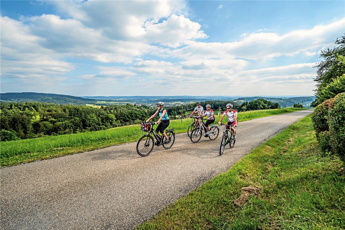 Auf dem Fahrrad die Landschaft in Aspach genießen. Foto: Jan Bürgermeister/Schwäbischer Wald Tourismus