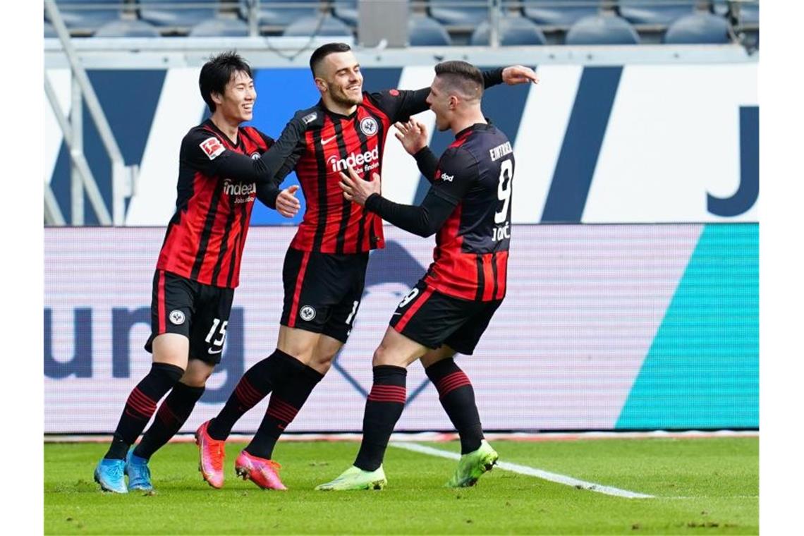 Auf dem Weg Richtung Europa holte Eintracht Frankfurt einen wichtigen Heimsieg gegen Union Berlin. Foto: Uwe Anspach/dpa