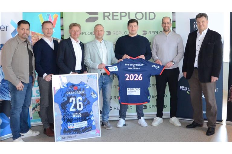 Auf eine gute Kooperation: (v. li.) Manuel Arzt (Vorstandsmitglied HSC Wels), Stefan Mayrhofer (Vorstandsmitglied HSC), Gerhard Kroiß (Vizebürgermeister Stadt Wels), Philip Pauer (Präsident HSC), Dominik Maric (Obmann HSC), Jürgen Schweikardt (Geschäftsführer TVB Stuttgart), Gerald Gabl (Vizepräsident des OÖHV).