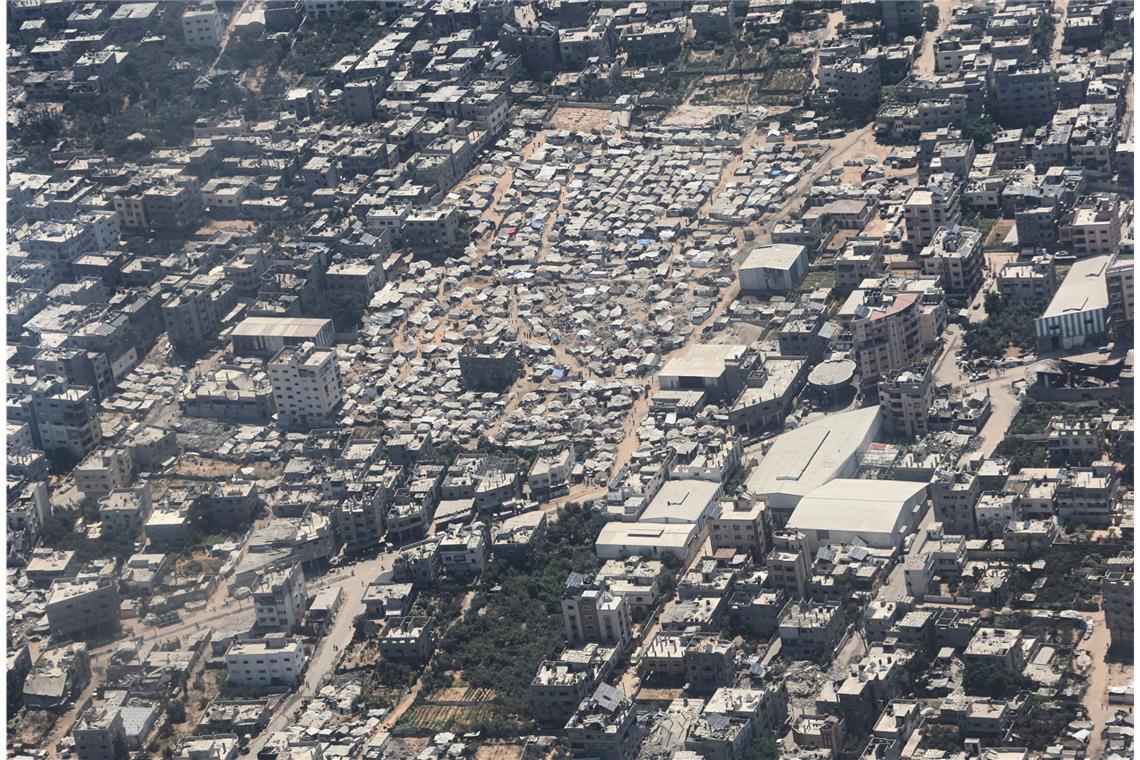 Aufgenommen aus der Luft: ein Zeltlager in Gaza-Stadt.