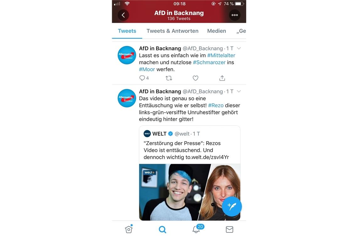 AfD distanziert sich von Twitterkanal