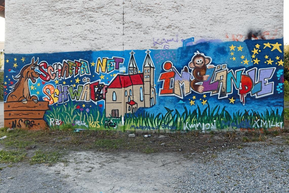Schwäbisch lernen mit der Sprühdose Aus dem vollendeten Graffiti geht der Bezug zur neuen Heimat deutlich hervor. Fotos: J. Fiedler