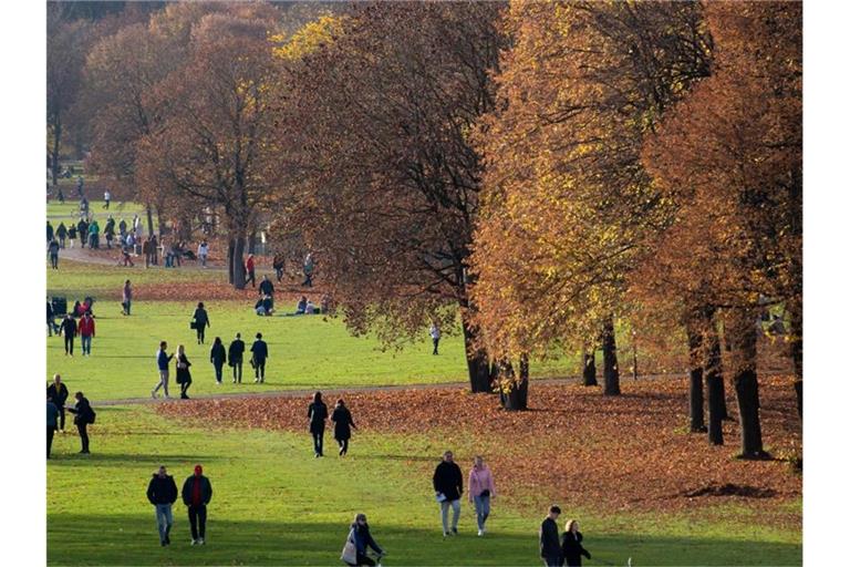 Ausflügler im Park. Jeder zweite Bürger ist für autofreie Sonntage um die weniger Abhängig von russischem Öl zu machen. Foto: Sven Hoppe/dpa