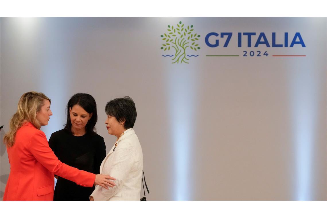 Außenministerinnen unter sich: Melanie Joly (Kanada, l-r), Annalena Baerbock (Deutschland) und Yoko Kamikawa Japan) beim G7-Treffen auf Capri.
