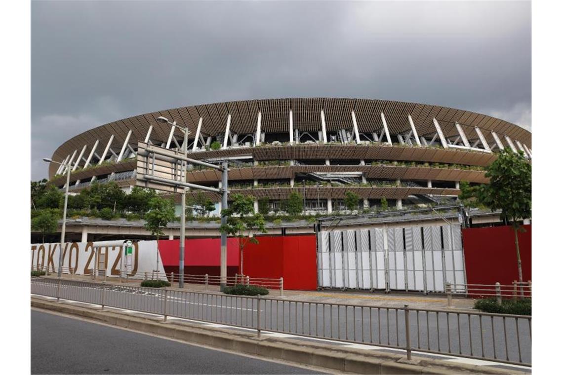 Austragungsort der Eröffnungsfeier der Olympischen Spiele: Das Nationalstadion in Tokio. Foto: Stanislav Kogiku/SOPA Images via ZUMA Wire/dpa