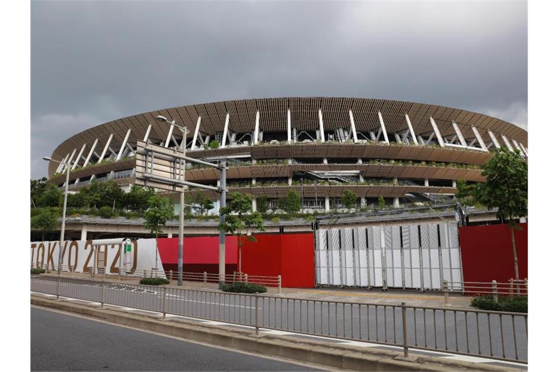 Bericht: 20.000 Zuschauer bei Olympia-Eröffnung geplant Austragungsort der Eröffnungsfeier der Olympischen Spiele: Das Nationalstadion in Tokio. Foto: Stanislav Kogiku/SOPA Images via ZUMA Wire/dpa