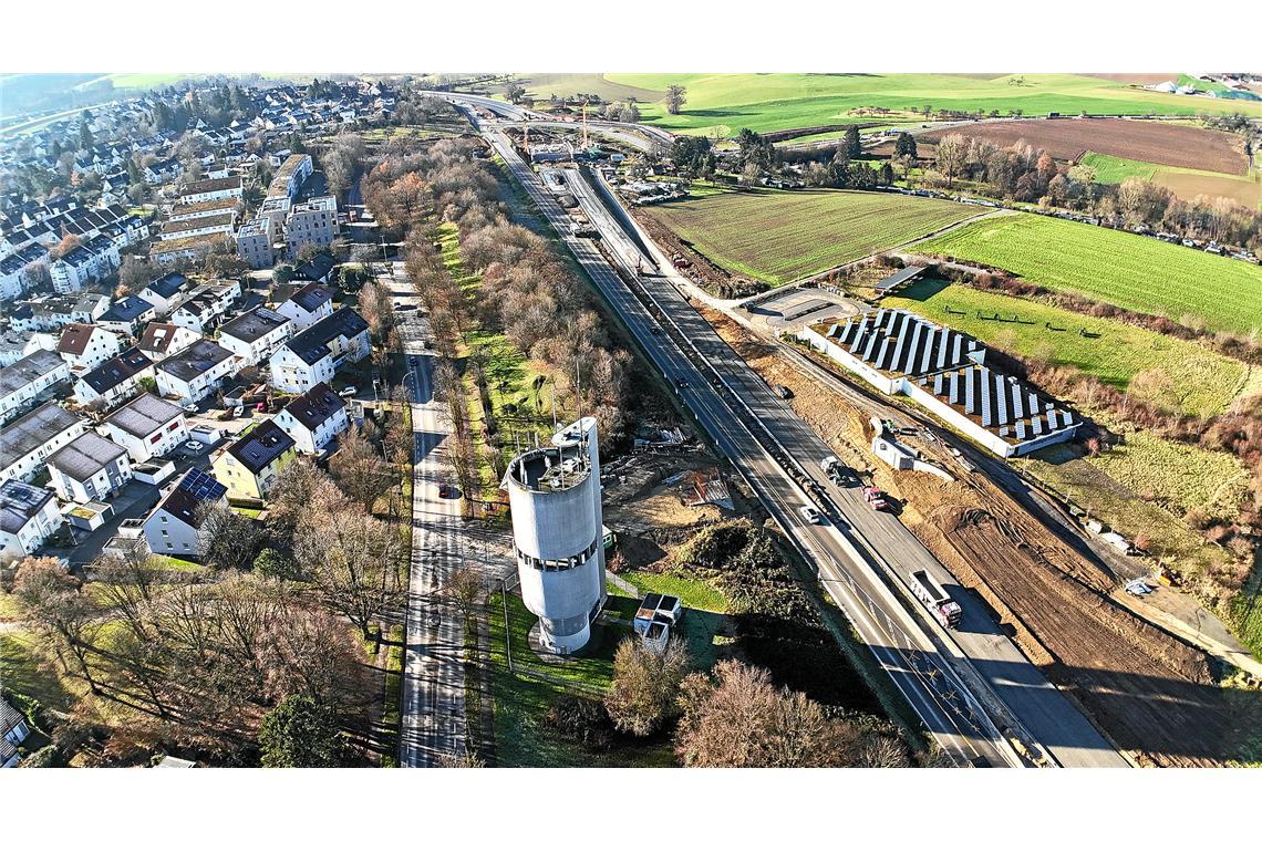 B-14-Baustelle vom Wasserturm bis Backnkang-West.