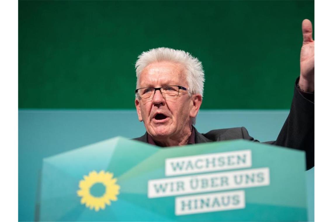 Baden-Württembergs Ministerpräsident Kretschmann (Grüne) bei der Landesdelegiertenkonferenz. Foto: Marijan Murat/dpa