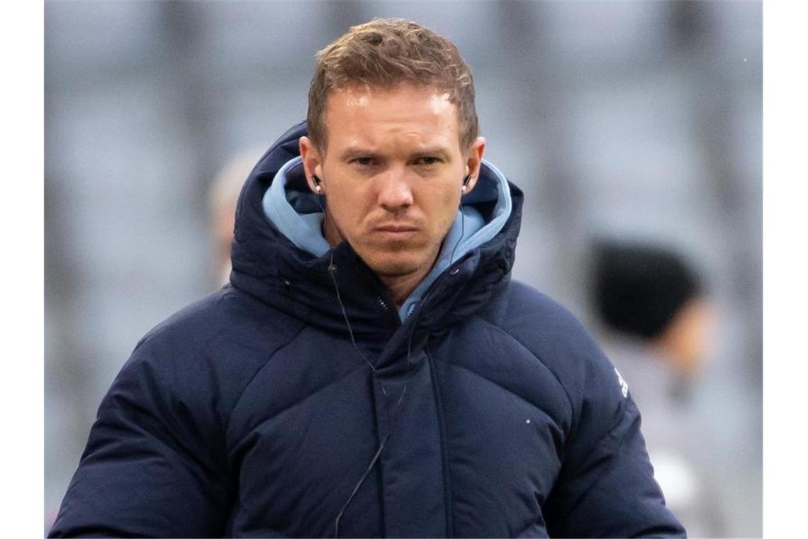 Nagelsmann will gegen Gladbach nicht „rumheulen“ Bayern-Trainer Julian Nagelsmann ist gegen Mönchengladbach als Improvisationskünstler gefordert. Foto: Sven Hoppe/dpa