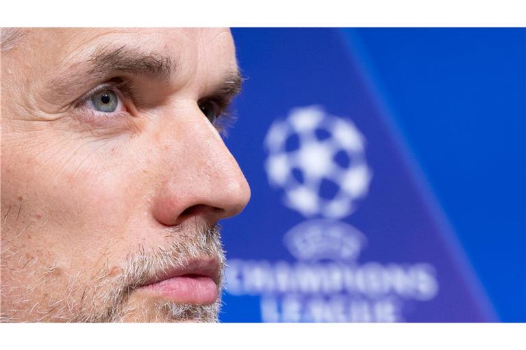Bayern-Trainer Thomas Tuchel bei der Pressekonferenz vor dem Spiel gegen Lazio Rom.