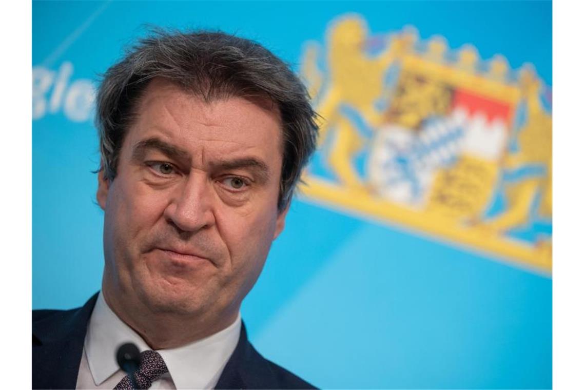 Bayerns Ministerpräsident Markus Söder (CSU) nimmt an einer Pressekonferenz teil. Foto: Peter Kneffel/dpa/Archivbild