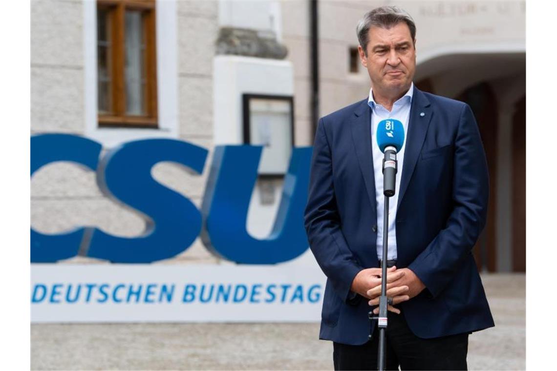 Bayerns Ministerpräsident Söder zeigte sich „verwundert“ über Laschets Aussagen zu Steuersenkungen. Foto: Sven Hoppe/dpa