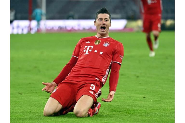Bayerns Stürmer-Star Lewandowski hat nach 25 Bundesliga-Spieltagen bereits 32 Tore erzielt. Foto: Sven Hoppe/dpa-POOL/dpa