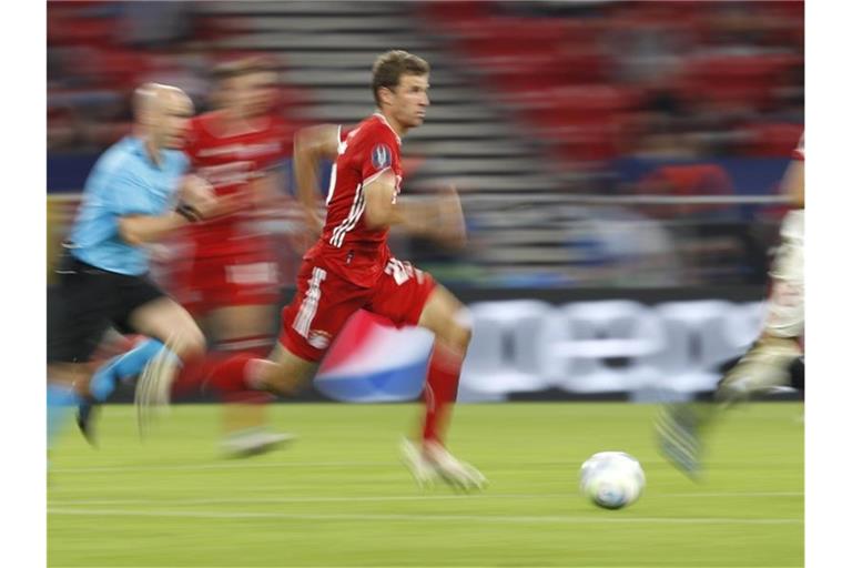 Bayerns Thomas Müller in Aktion. Foto: Laszlo Balogh/AP Pool/dpa/Archivbild