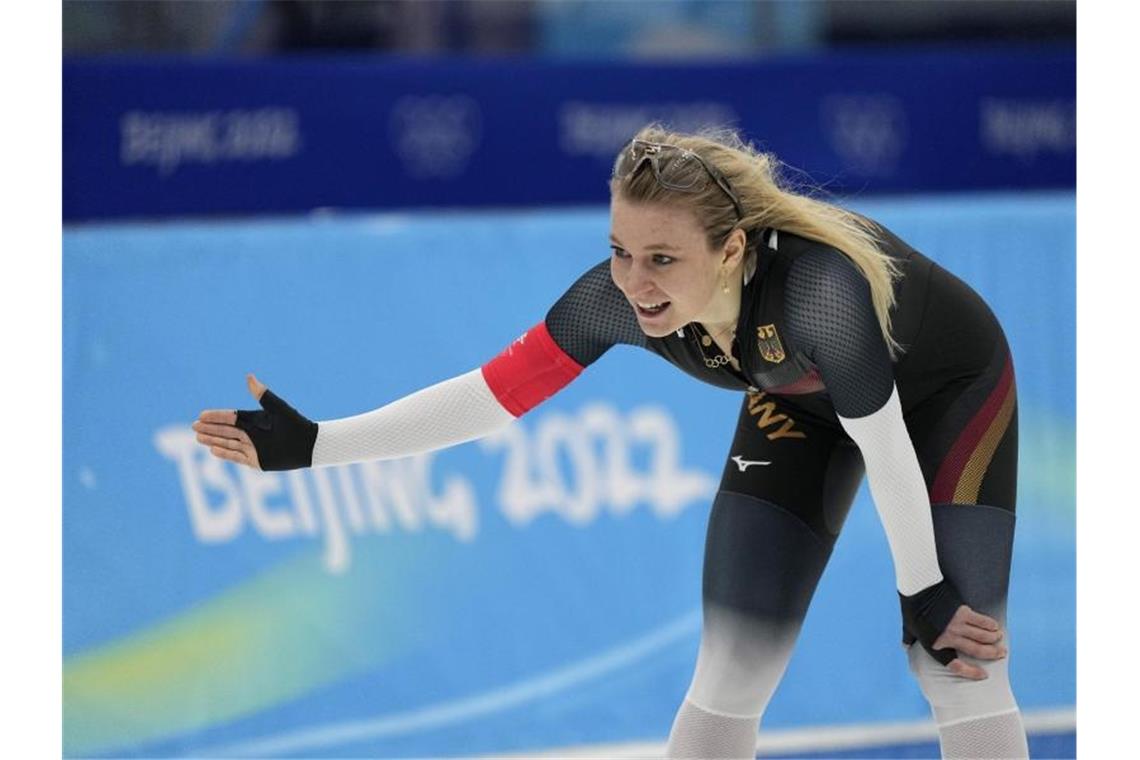 Sechster Olympiasieg für Ireen Wüst - Uhrig wird 25. Beendete das Rennen über über 1500 Meter auf Rang 25: Michelle Uhrig. Foto: Ashley Landis/AP/dpa