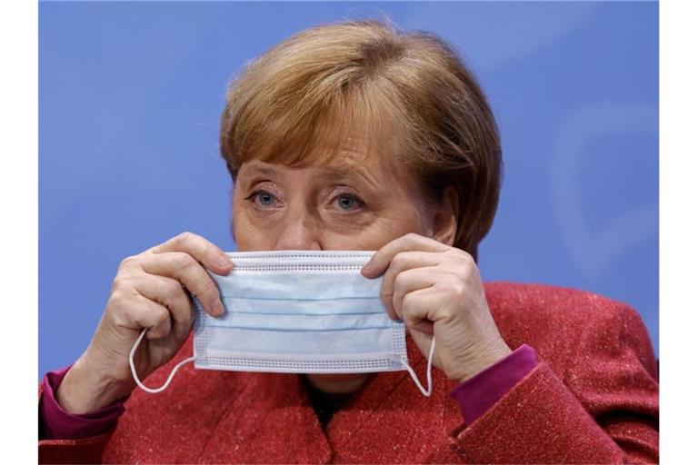 Bei den Besprechungen zwischen Kanzlerin Angela Merkel und den Ministerpräsidenten der Länder wurden kaum konkrete Entscheidungen getroffen. Foto: Odd Andersen/AFP/POOL/dpa