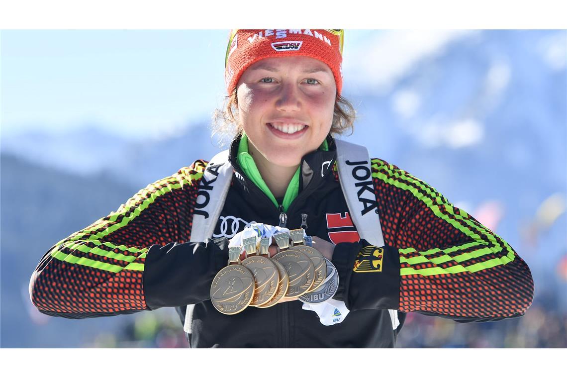 Ein Leben am Limit: Laura Dahlmeier stirbt bei Bergunglück Bei der WM 2017 gewann Laura Dahlmeier sechs Medaillen in sechs Rennen.