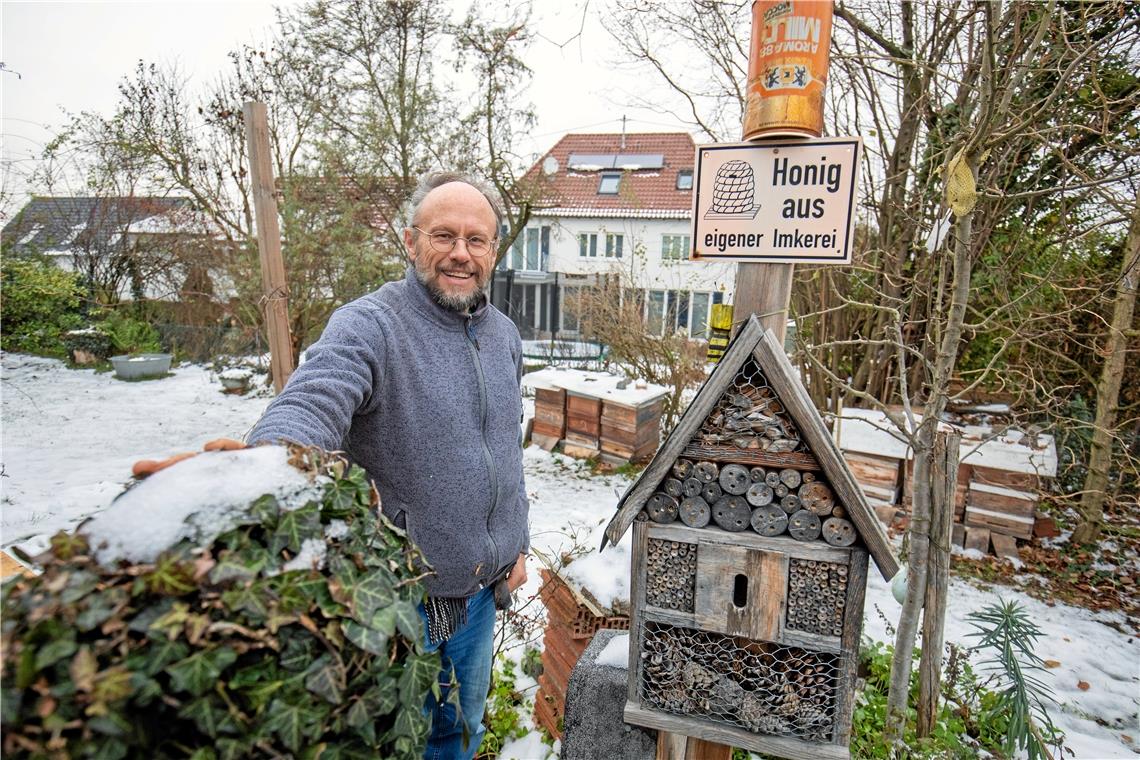 Bei Martin Punkhardt im Garten fühlen sich Honig- und Wildbienen heimisch. 