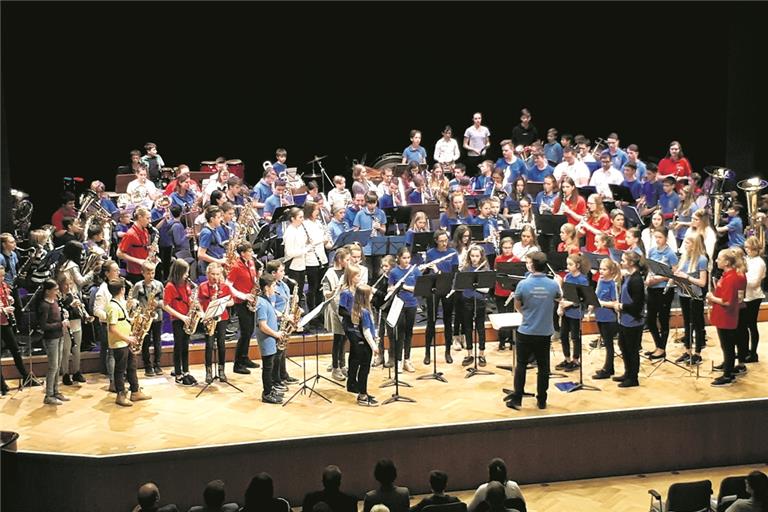 Beim Konzert im Backnanger Bürgerhaus waren 180 junge Musiker aus dem Raum Backnang mit von der Partie. Foto: J. Fiedler