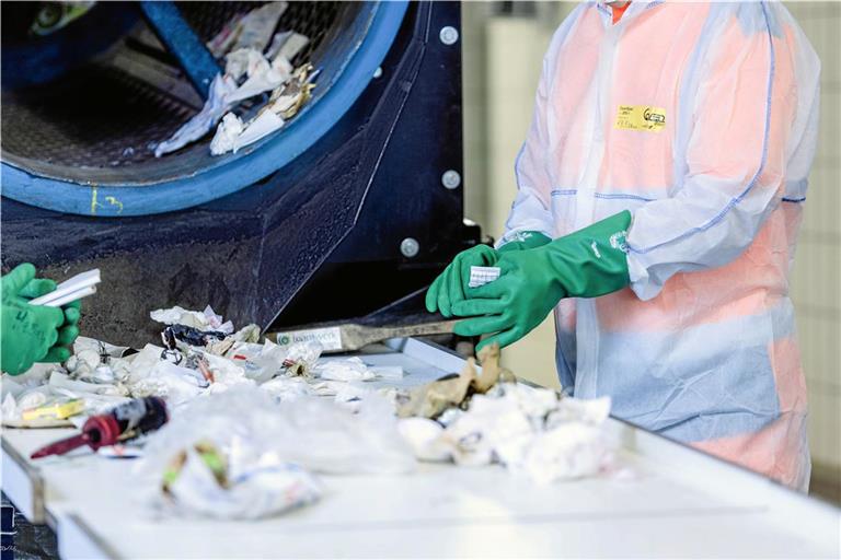 Beim Sortieren haben die Mitarbeitenden des beauftragten Dienstleisters viele Wertstoffe und Bioabfälle gefunden. Foto: teamwerk AG 