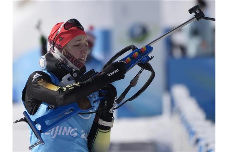 Beim Training schon dick eingepackt: Franziska Preuss. Foto: Frank Augstein/AP/dpa