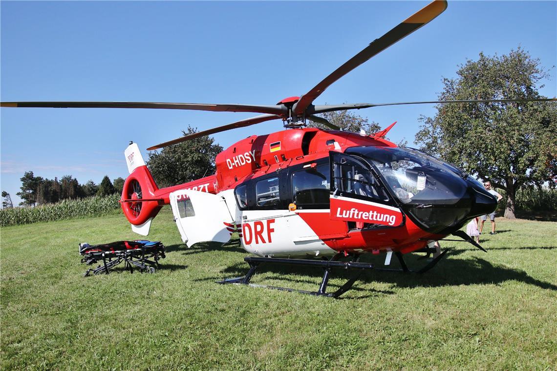 Schwerer Unfall beim Motocross in Rudersberg Beim Unfall eines französischen Seitenwagengespanns war der Rettungshubschrauber im Einsatz. Foto: 7aktuell.de | Kevin Lermer