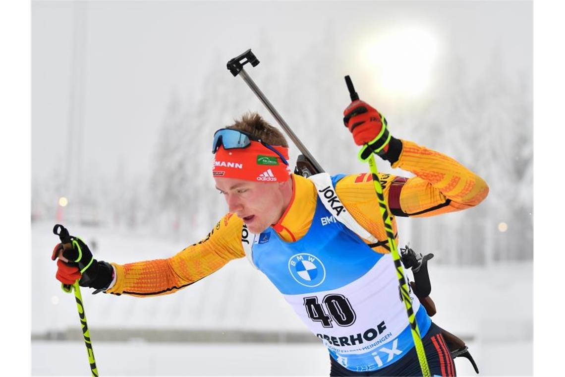 Benedikt Doll ist mit den deutschen Biathleten in Oberhof gefordert. Foto: Martin Schutt/dpa-Zentralbild/dpa