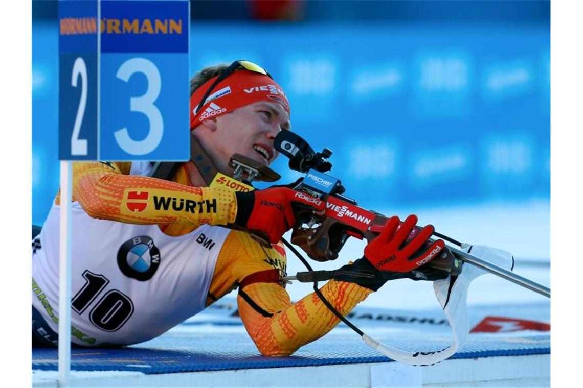 Doll und Co. selbstbewusst zur WM: „Richtig gutes Gefühl“ Benedikt Doll zeigte im Massenstart eine starke Leistung. Foto: Darko Bandic/AP/dpa